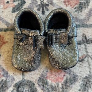 Freshly Picked Shimmering Silver Moccasins